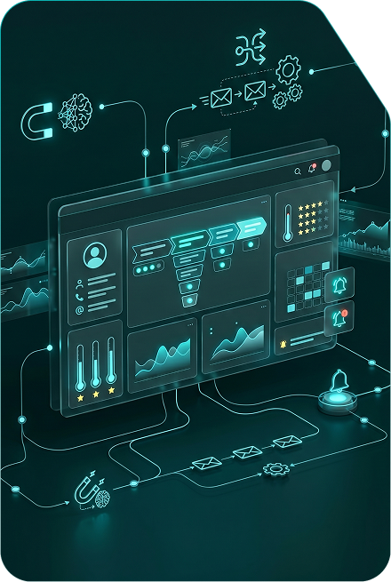 CRM marketing automation dashboard illustration