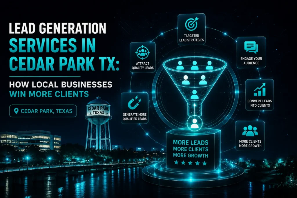 Lead generation services in Cedar Park TX with lead funnel, local targeting, and client growth strategy