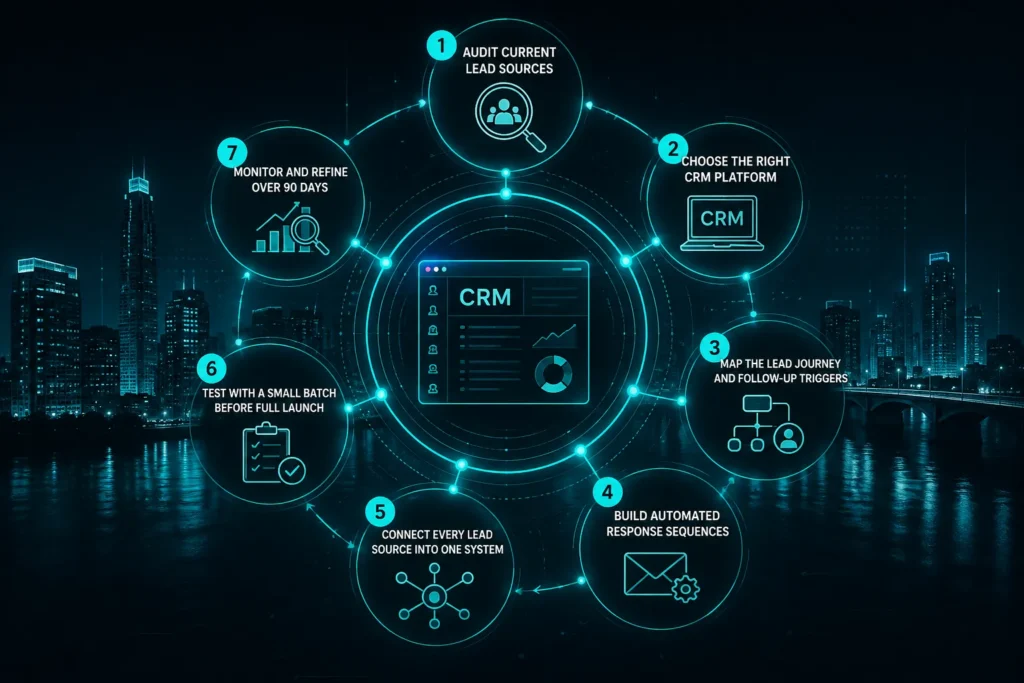 Seven steps to set up CRM automation for an Austin business with lead sources, workflows, testing, and optimization