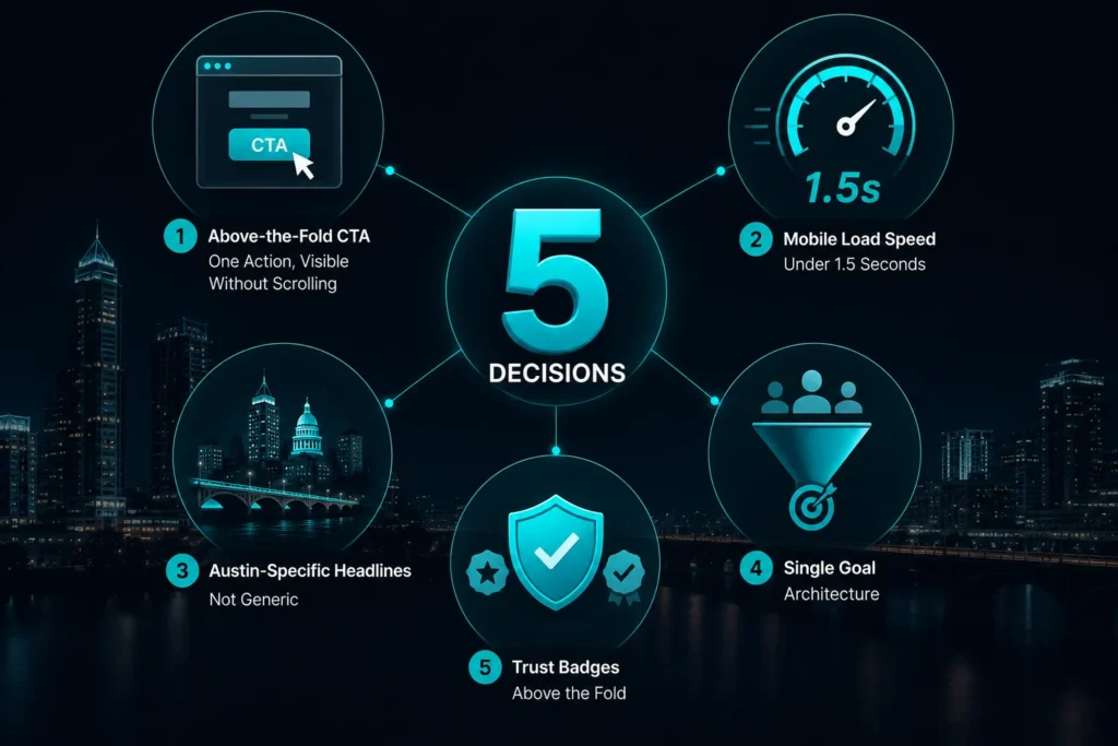 5 landing page decisions that can improve Austin conversion rates from 2% to 9%